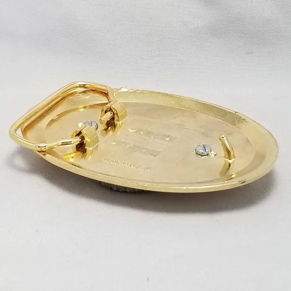 Vintage Gold Tone Oval Belt Buckle‎ with Pinecone Center Piece